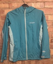 Columbia Omni-Tech Jacket 40” Women’s 14-16 Hooded Rain Waterproof Turquoise