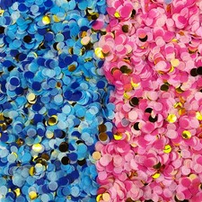 2 Pack Round Baby Gender Reveal Confetti Decorations Pink and Blue Confetti f...