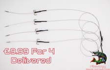 4x PIKE FISHING KEBAB RIGS HAIR RIG SIZE 2 4 6 8 SINGLE TREBLE HOOK WIRE TRACE