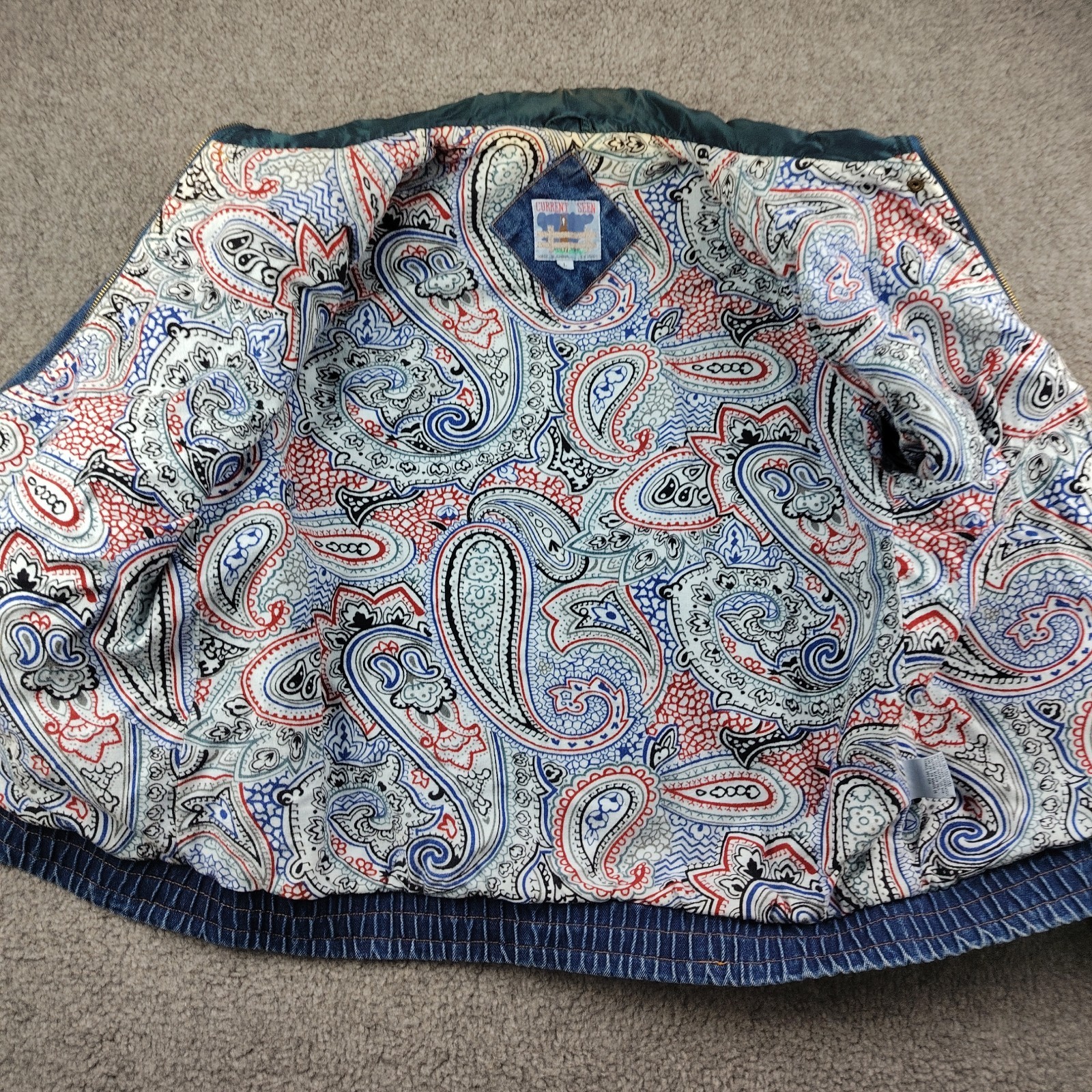 VTG 80s Current Seen Denim Jacket Patchwork Tapes… - image 9