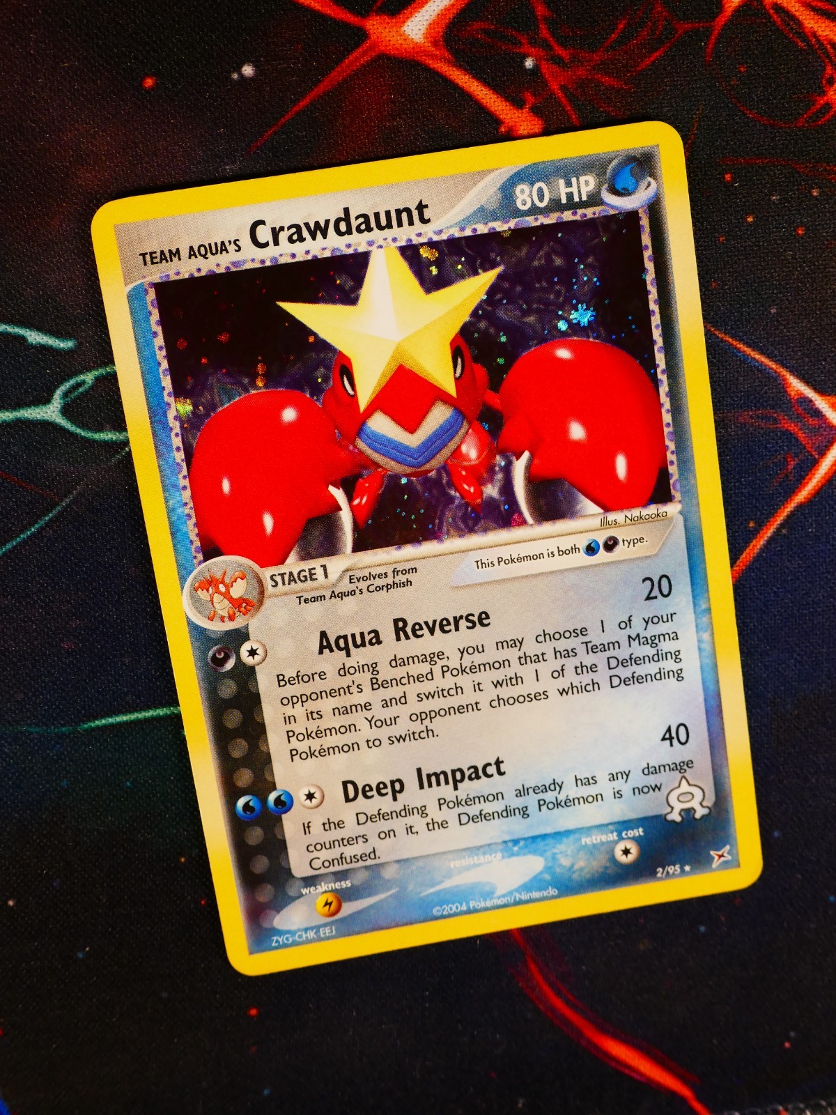 MP Pokemon TEAM AQUA'S CRAWDAUNT Card EX MAGMA VS AQUA Set #2/95 Holo Rare#2