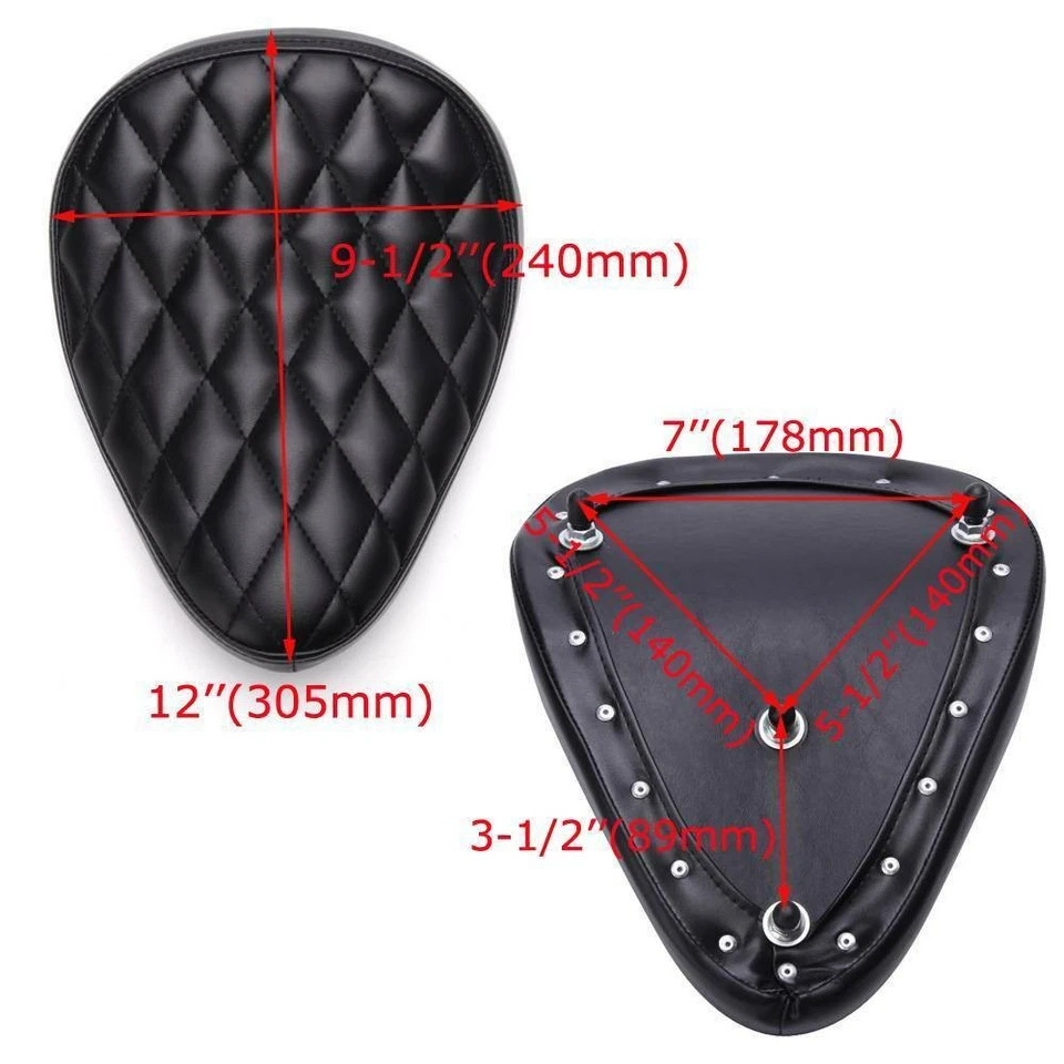 For Suzuki Savage 650 LS650 Bobber Motorcycle 3" Spring Solo Seat w/ Base Plate - Image 3 of 4