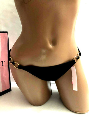 Victoria's Secret Swim Bikini Cheeky Bottom Black O-Ring NWT