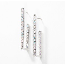 Touchstone Crystal Around the Corner Aurore Boreale Crystal Bar Drop Earrings