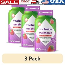 Max Strength Melatonin Gummies 10mg Sleep Support 100 Count Chewy Strawberry 3Pk