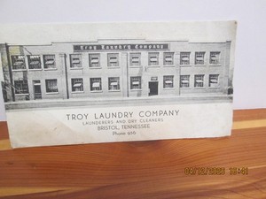 Vintage Troy Laundry Company, Bristol, Tennessee Ink Blotter,picture Troy.