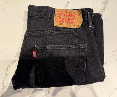 Levi's Men's Black Dark Wash Denim Jeans Regular Fit Mid Rise Button 5-Pkt
