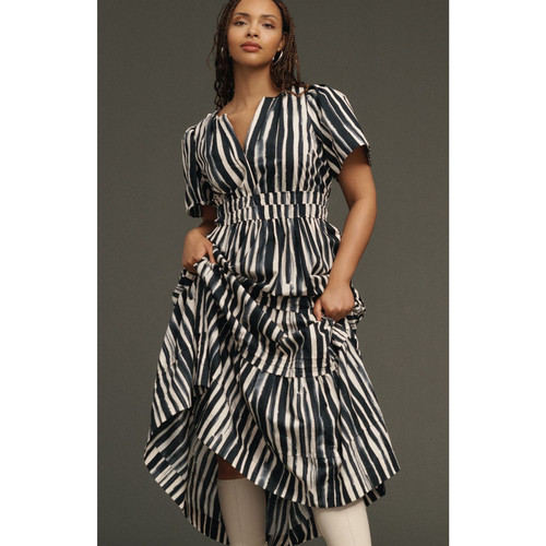 nwt by ANTHRPOLOGIE sz 1X Somerset Maxi Dress: Charcoal Motif