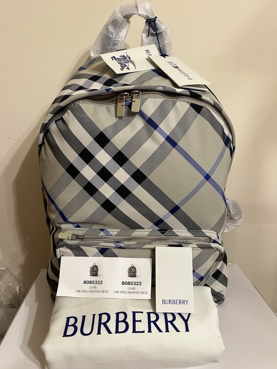 Burberry Shield Check Nylon Backpack Lichen check pattern | eBay