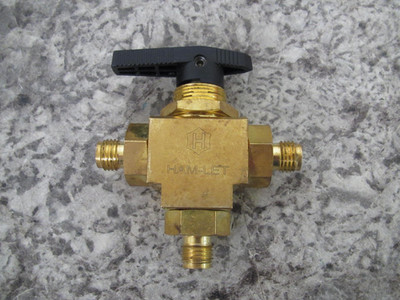 HAM-LET H6800BL1/4PST 1/4  Let-Lok 3 Piece 3-Port Brass Ball Valve Free Shipping