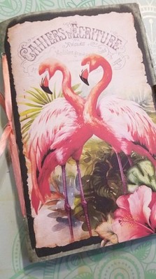 Junk Journal Booklet ''EXOTIC BIRDS'' HANDMADE W/Pockets, Cards, Tags 5.5''x8.5'' 