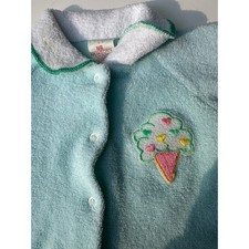 VTG Sears Newborn Ice Cream Embroidered Terry Cloth Sleeper 1980's Made in USA