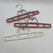 Lot 3 Vintage Tamor Type Plastic Pants Skirts Clamp Hanger White Pink