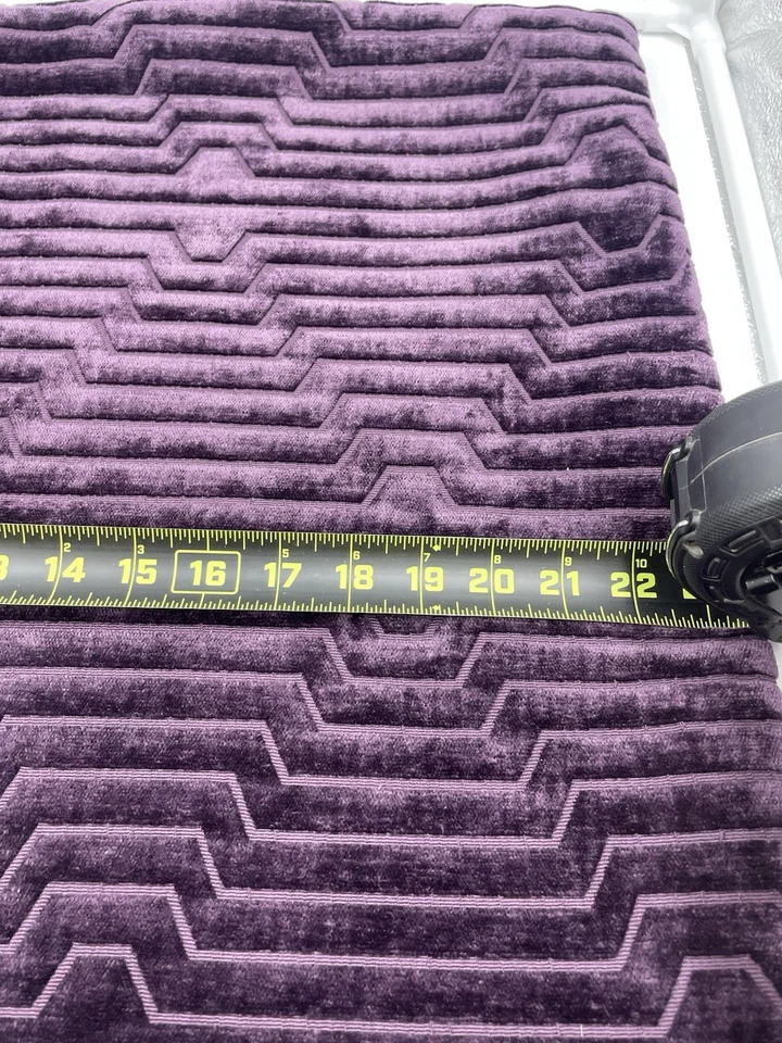 Z Gallerie Porter Geometric Pattern Pillow Purple Eggplant Color  Velvet 23"x23" - Image 2 of 4