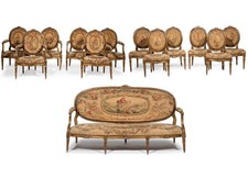 18TH CENTURY PERIOD LOUIS XVI AUBUSSON & GILTWOOD SALON SUITE 11 PIECE