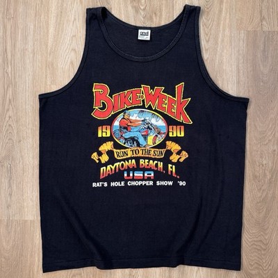 Anvil Daytona Bike Week 1990 Tank Top XL Schwarz Vintage 90s Biker Made in USA