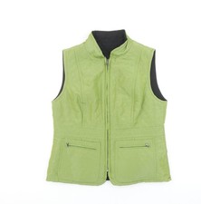 CC Petite Women's Green Quilted Waistcoat Size 10 Classic Zip Gilet