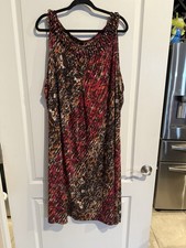 Catherines Fun Flouncy sleeves Shift Dress brown orange pink plus size 3x 26/28W