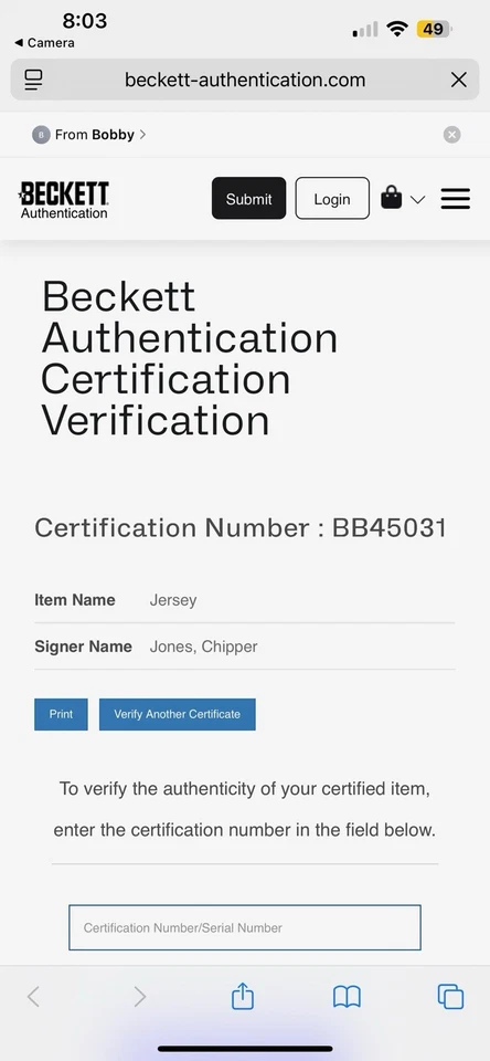 Chipper Jones Atlanta Braves Autographed Signed Framed Jersey W/Beckett COA - Image 4 of 4