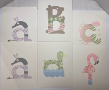 Pottery Barn Kids Animal Alphabet Nursery Wall Letter Prints Baby Incomplete