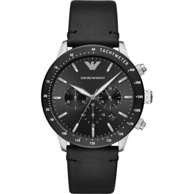 Emporio Armani AR Herren Armbanduhr 11243 Chronograph Herrenuhr Leder UVP 289,00