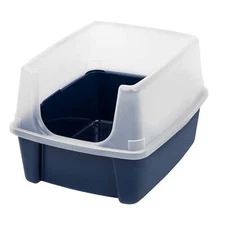 NEW Open Top Cat Litter Box with Shield, Navy