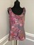 Ann-Taylor-Loft-Sz-M-Gray-Floral-Ruffle-Trim-Neck-Silk-Sleeveless-Blouse thumbnail 1