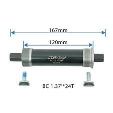 NECO Fat Bike Bottom Bracket 1.37" x24T Shell width 120mm axle length 167mm