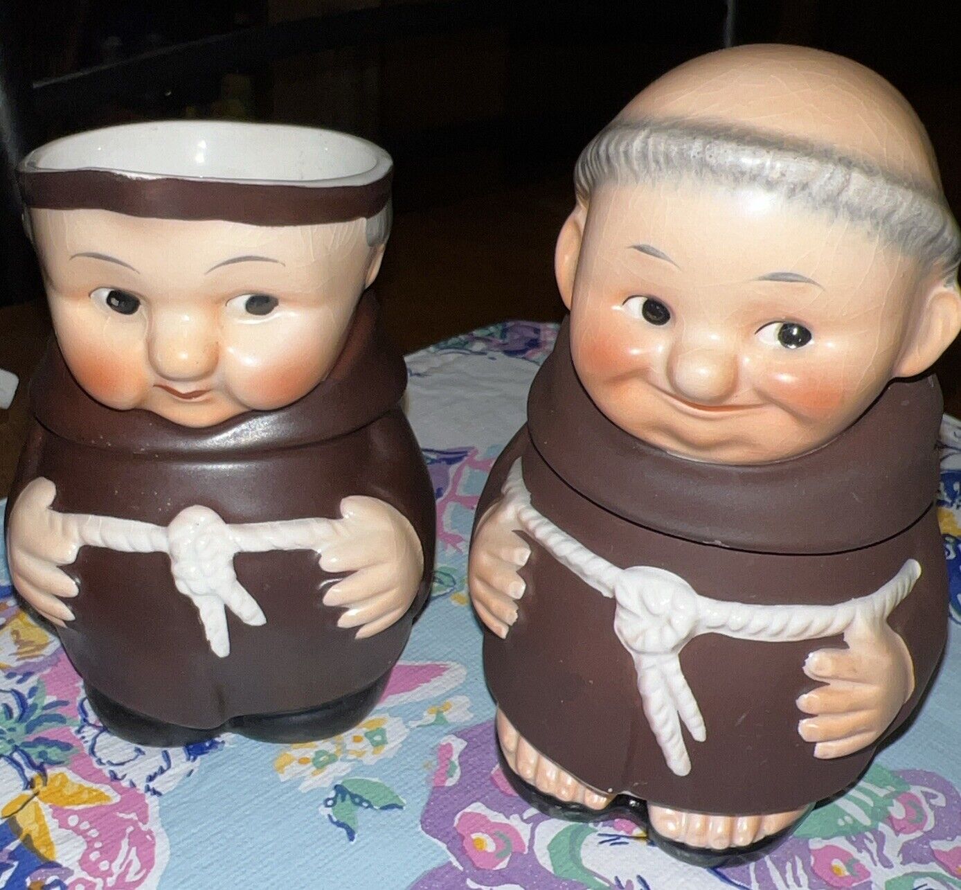 Vintage Goebel Friar Tuck Monk Sugar &Creamer Set