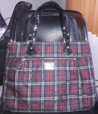 Authentic Coach Poppy Tartan Plaid Glam Large Tote Bag Purse 18713