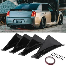 4x Triangle Shark Fin Rear Bumper Lip Diffuser Splitter Spoiler For Chrysler 300