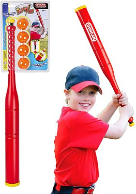 Duncan Pop 'n Hit Übungsschläger selbstwerfender Ball startendes Trainingsspielzeug 28 Zoll rot