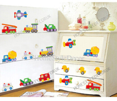 23 Stck. Spielzeugautos/LKW/Ente Transport Wandaufkleber Aufkleber Kinderzimmer Baby Kinder Deko