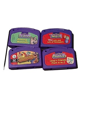 Lot Of 4 Leapfrog Learning Game Leap Pad 1st Grade Math Phonics Science Mammals