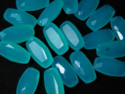 4 Pcs Of Hydro Aqua Quartz Top Front To Back Drilled Cushion Cut Beads 22x11MM