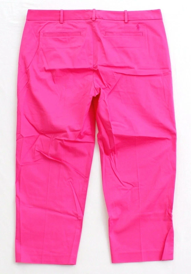 Pantalones de golf Ralph Lauren rosa frente plano algodón elástico para mujer nuevos con etiquetas Foto 2 de 2