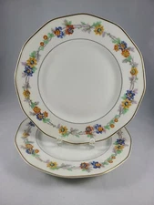 THEODORE HAVILAND LIMOGE FRANCE MIAMI CREAM 2 DINNER PLATES 9 1/2" DIAMETER