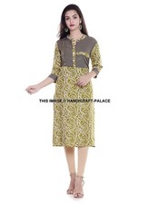 Women Kurti Indian Rayon Kurta Tunic Bollywood Ethnic Designer Top Dress Green