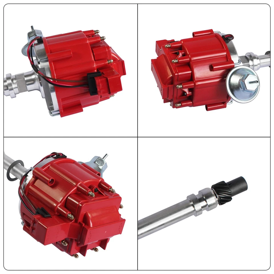 Red 10.5MM 90 Spark Plug Wires and Distributor FITS SBC BBC 350 305 454 V8's HEI - Image 3 of 4