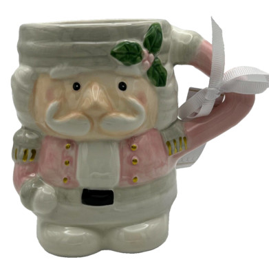 Arlington Design Pastel Pink and Grey Christmas Nutcracker Ceramic Mug 2023 -NEW