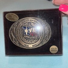 Vtg. BRASS STATE OF TEXAS SESQUICENTENNIAL CELEBRATION BELT BUCKLE 1836-1986 NEW