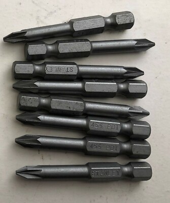 8x Stanley 455 PD1 Screwdriver Bit 1/4  Pozidriv PD1x50