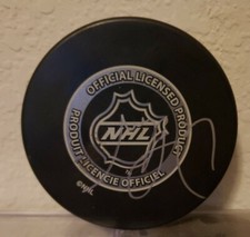 GEORGES LARAQUE Autographed Penguins Puck +Cube. Oilers, Coyotes, Canadians