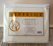 Superior Queen 1500 Series Microfiber Solid Ivory Color Sheet Bed Set 4 Piece