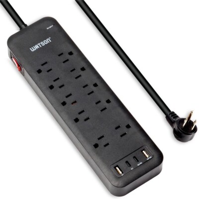6-Outlet Surge Protector with 1 USB-C & 2 USB-A Ports, 450 Joules by Watson