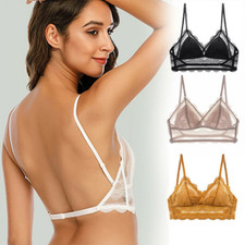 Low Back Triangle Cup Women Lingerie Brassiere Backless Invisible Bra Lace..