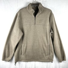 Croft And Barrow Mens Large L Extra Soft Arctic Fleece 1/4 Quarter Zip Tan Beige