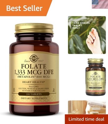 Organic Folate Prenatal Support - 1,333 mcg DFE, Non-GMO, 100 Tablets for Moms