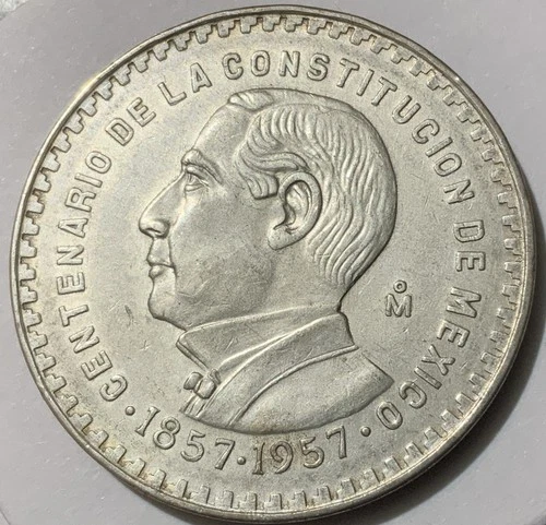 Photo of a 1957 Mexico Un Peso Silver from an eBay listing that sold on Jul 15, 2026