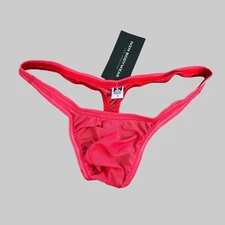 N2N Bodywear Men coral Red color sheer mesh G-string thong Underwear size M L XL